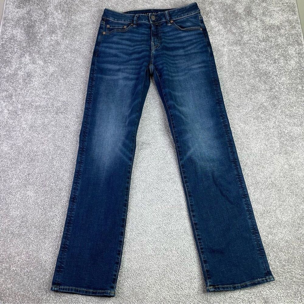 American Eagle Jeans Men's 30X31.5 Blue Bootcut Mid-Rise Dark Denim AirFlex+